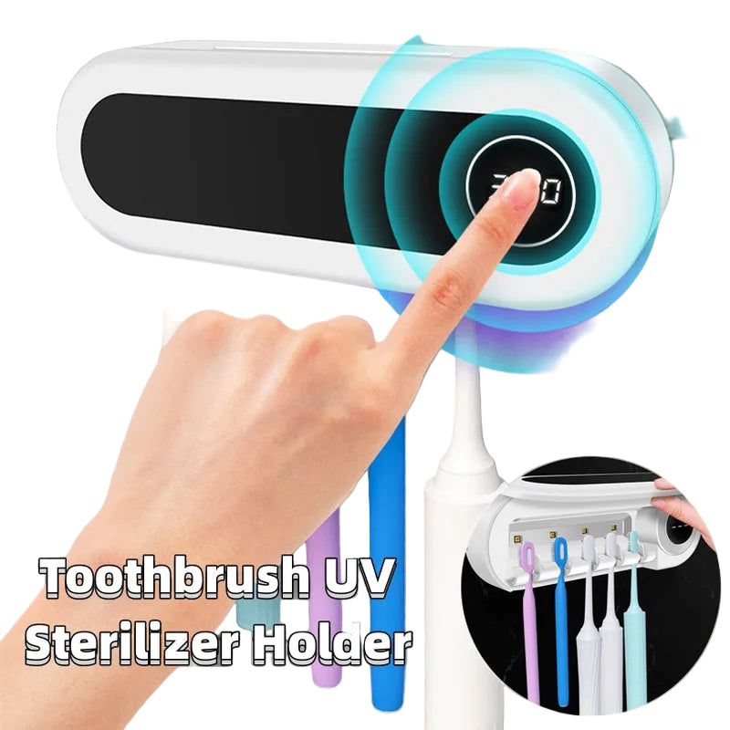 Wall Mounted Toothbrush Holder Smart Toothbrush UV Sterilizer Holder Toothpaste Dispenser Squeezer for Bathroom Accessories