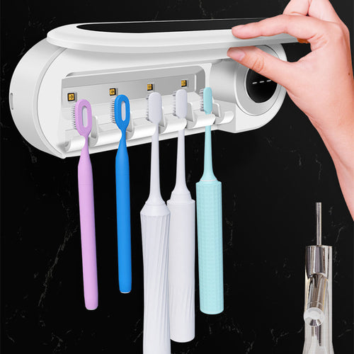 Wall Mounted Toothbrush Holder Smart Toothbrush UV Sterilizer Holder Toothpaste Dispenser Squeezer for Bathroom Accessories